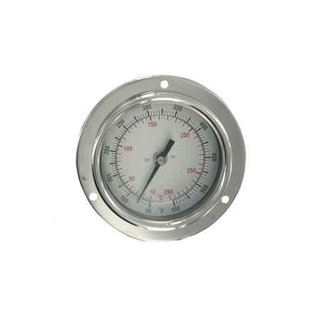 Dwyer Instruments Panel mount bimetal stem thermometer, range -40 to 160 Degrees F (-40 to 71.1 Degrees C), 4" stem. BTPM2404D